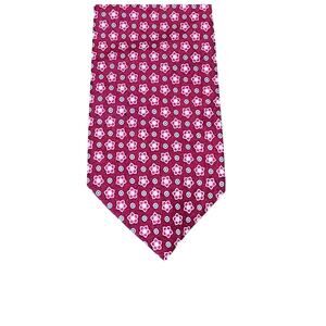 Pacha Class Paris Floral Silk Tie, Red, Pink, Handmade, 57"